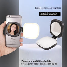 Carregar imagem no visualizador da galeria, Espelho de Beleza Magnético para Telefone com Luz de Preenchimento Fotografia Portátil Luz de Beleza Dobrável