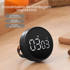 Temporizador digital magnético cronometro contagem regressiva led alarme